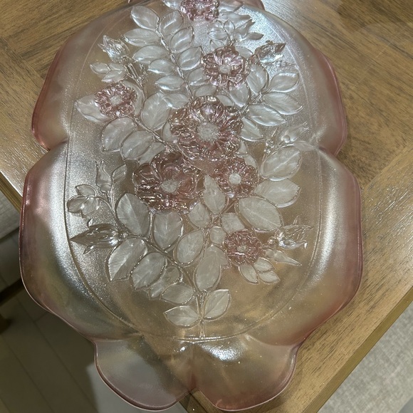 Vintage Mikasa Pink Rosella crystal serving tray, GUC, No chips, she's stunning. - Picture 4 of 7